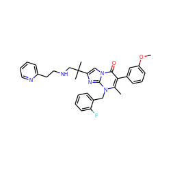 COc1cccc(-c2c(C)n(Cc3ccccc3F)c3nc(C(C)(C)CNCCc4ccccn4)cn3c2=O)c1 ZINC000029467745