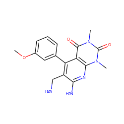 COc1cccc(-c2c(CN)c(N)nc3c2c(=O)n(C)c(=O)n3C)c1 ZINC000038266845