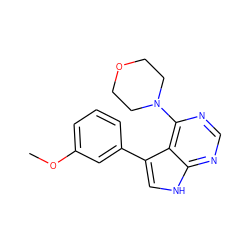 COc1cccc(-c2c[nH]c3ncnc(N4CCOCC4)c23)c1 ZINC000210729611