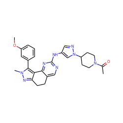 COc1cccc(-c2c3c(nn2C)CCc2cnc(Nc4cnn(C5CCN(C(C)=O)CC5)c4)nc2-3)c1 ZINC000169702324