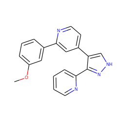 COc1cccc(-c2cc(-c3c[nH]nc3-c3ccccn3)ccn2)c1 ZINC000013684402