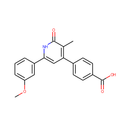 COc1cccc(-c2cc(-c3ccc(C(=O)O)cc3)c(C)c(=O)[nH]2)c1 ZINC000299869491