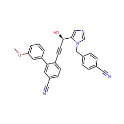 COc1cccc(-c2cc(C#N)ccc2C#C[C@@H](O)c2cncn2Cc2ccc(C#N)cc2)c1 ZINC000028389570