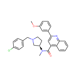 COc1cccc(-c2cc(C(=O)N(C)[C@@H]3CCN(Cc4ccc(Cl)cc4)C3)c3ccccc3n2)c1 ZINC001772652498