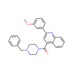 COc1cccc(-c2cc(C(=O)N3CCN(Cc4ccccc4)CC3)c3ccccc3n2)c1 ZINC000016246781