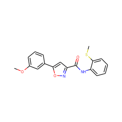 COc1cccc(-c2cc(C(=O)Nc3ccccc3SC)no2)c1 ZINC000000423697