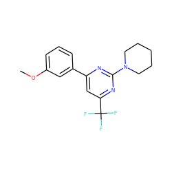 COc1cccc(-c2cc(C(F)(F)F)nc(N3CCCCC3)n2)c1 ZINC000003894524