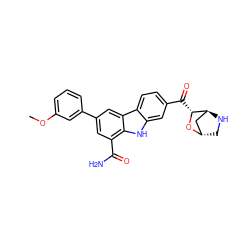 COc1cccc(-c2cc(C(N)=O)c3[nH]c4cc(C(=O)[C@H]5O[C@H]6CN[C@H]5C6)ccc4c3c2)c1 ZINC000221258690