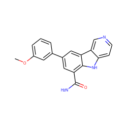 COc1cccc(-c2cc(C(N)=O)c3[nH]c4ccncc4c3c2)c1 ZINC000113203100