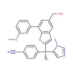 COc1cccc(-c2cc(CO)cc3cc([C@](O)(c4ccc(C#N)cc4)c4cncn4C)oc23)c1 ZINC000040901436