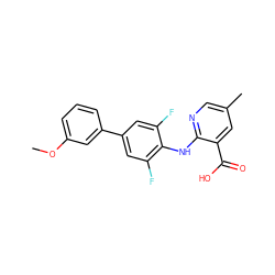 COc1cccc(-c2cc(F)c(Nc3ncc(C)cc3C(=O)O)c(F)c2)c1 ZINC000103278785