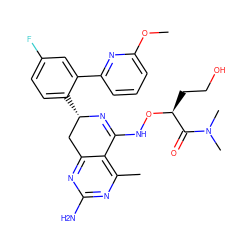 COc1cccc(-c2cc(F)ccc2[C@H]2Cc3nc(N)nc(C)c3C(NO[C@@H](CCO)C(=O)N(C)C)=N2)n1 ZINC000088285768