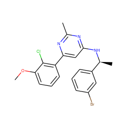 COc1cccc(-c2cc(N[C@@H](C)c3cccc(Br)c3)nc(C)n2)c1Cl ZINC000205841323