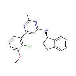 COc1cccc(-c2cc(N[C@@H]3CCc4ccccc43)nc(C)n2)c1Cl ZINC000205832388