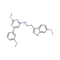 COc1cccc(-c2cc(NCCc3c[nH]c4cc(OC)ccc34)nc(OC)n2)c1 ZINC000066104586