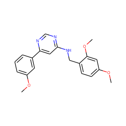 COc1cccc(-c2cc(NCc3ccc(OC)cc3OC)ncn2)c1 ZINC000004239208