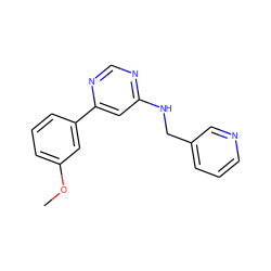 COc1cccc(-c2cc(NCc3cccnc3)ncn2)c1 ZINC000004239218