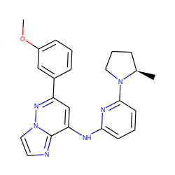 COc1cccc(-c2cc(Nc3cccc(N4CCC[C@H]4C)n3)c3nccn3n2)c1 ZINC000207375320