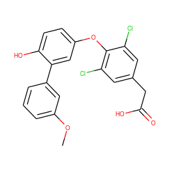 COc1cccc(-c2cc(Oc3c(Cl)cc(CC(=O)O)cc3Cl)ccc2O)c1 ZINC000014969236