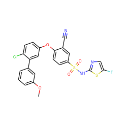 COc1cccc(-c2cc(Oc3ccc(S(=O)(=O)Nc4ncc(F)s4)cc3C#N)ccc2Cl)c1 ZINC000095581161