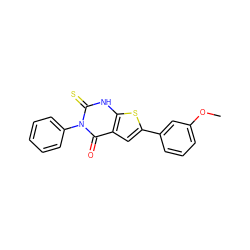 COc1cccc(-c2cc3c(=O)n(-c4ccccc4)c(=S)[nH]c3s2)c1 ZINC000005595696