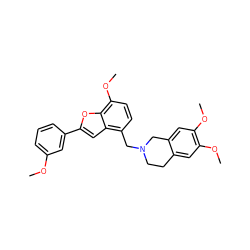 COc1cccc(-c2cc3c(CN4CCc5cc(OC)c(OC)cc5C4)ccc(OC)c3o2)c1 ZINC000028877959