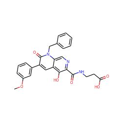 COc1cccc(-c2cc3c(O)c(C(=O)NCCC(=O)O)ncc3n(Cc3ccccc3)c2=O)c1 ZINC000169711071