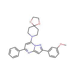 COc1cccc(-c2cc3nc(-c4ccccc4)cc(N4CCC5(CC4)OCCO5)n3n2)c1 ZINC000001341423