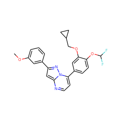 COc1cccc(-c2cc3nccc(-c4ccc(OC(F)F)c(OCC5CC5)c4)n3n2)c1 ZINC000045336849