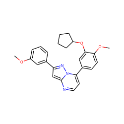 COc1cccc(-c2cc3nccc(-c4ccc(OC)c(OC5CCCC5)c4)n3n2)c1 ZINC000045390812