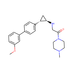 COc1cccc(-c2ccc([C@@H]3C[C@H]3NCC(=O)N3CCN(C)CC3)cc2)c1 ZINC000103230219