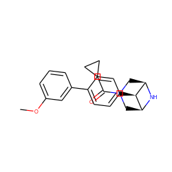 COc1cccc(-c2ccc([C@H]3[C@H]4CN(C(=O)C5CC5)C[C@@H]3N4)cc2)c1 ZINC000100101699