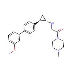 COc1cccc(-c2ccc([C@H]3C[C@@H]3NCC(=O)N3CCN(C)CC3)cc2)c1 ZINC000068204270