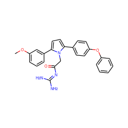 COc1cccc(-c2ccc(-c3ccc(Oc4ccccc4)cc3)n2CC(=O)N=C(N)N)c1 ZINC000029039750