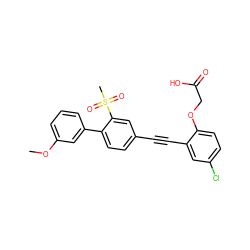 COc1cccc(-c2ccc(C#Cc3cc(Cl)ccc3OCC(=O)O)cc2S(C)(=O)=O)c1 ZINC000073166731