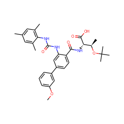 COc1cccc(-c2ccc(C(=O)N[C@H](C(=O)O)[C@@H](C)OC(C)(C)C)c(NC(=O)Nc3c(C)cc(C)cc3C)c2)c1 ZINC000044431456