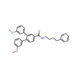 COc1cccc(-c2ccc(C(=O)NCCCCc3cccnc3)cc2-c2cccc(OC)c2)c1 ZINC000029483999