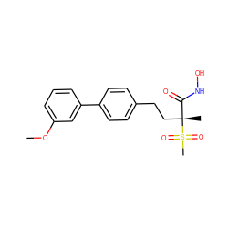 COc1cccc(-c2ccc(CC[C@](C)(C(=O)NO)S(C)(=O)=O)cc2)c1 ZINC000169708175