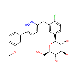 COc1cccc(-c2ccc(Cc3cc([C@@H]4O[C@H](CO)[C@@H](O)[C@H](O)[C@H]4O)ccc3Cl)nn2)c1 ZINC000049793661