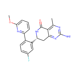 COc1cccc(-c2ccc(F)cc2[C@H]2Cc3nc(N)nc(C)c3C(=O)N2)n1 ZINC000117706921