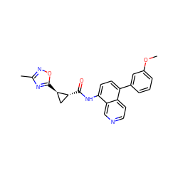 COc1cccc(-c2ccc(NC(=O)[C@@H]3C[C@H]3c3nc(C)no3)c3cnccc23)c1 ZINC000653751725