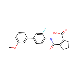 COc1cccc(-c2ccc(NC(=O)C3=C(C(=O)O)CCC3)c(F)c2)c1 ZINC000014960644