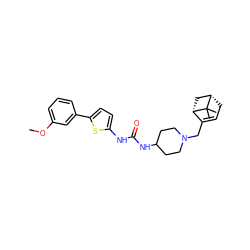 COc1cccc(-c2ccc(NC(=O)NC3CCN(CC4=CC[C@H]5C[C@@H]4C5(C)C)CC3)s2)c1 ZINC000028708687