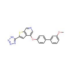 COc1cccc(-c2ccc(Oc3cncc4sc(-c5nnn[nH]5)cc34)cc2)c1 ZINC000040976140