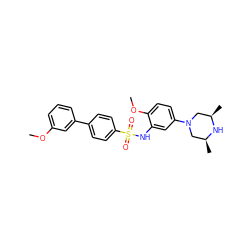 COc1cccc(-c2ccc(S(=O)(=O)Nc3cc(N4C[C@H](C)N[C@H](C)C4)ccc3OC)cc2)c1 ZINC000029124622