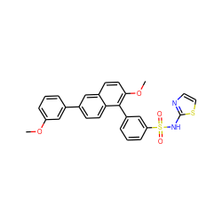 COc1cccc(-c2ccc3c(-c4cccc(S(=O)(=O)Nc5nccs5)c4)c(OC)ccc3c2)c1 ZINC000096174247