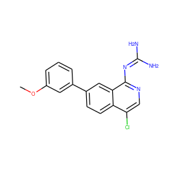 COc1cccc(-c2ccc3c(Cl)cnc(N=C(N)N)c3c2)c1 ZINC000026965951