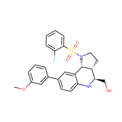 COc1cccc(-c2ccc3c(c2)[C@H]2[C@H](CCN2S(=O)(=O)c2ccccc2F)[C@@H](CO)N3)c1 ZINC000095602325