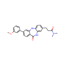 COc1cccc(-c2ccc3c(c2)Nc2ccc(CCC(=O)N(C)C)cc2NC3=O)c1 ZINC000043120434