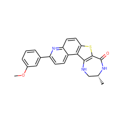 COc1cccc(-c2ccc3c(ccc4sc5c(c43)NC[C@@H](C)NC5=O)n2)c1 ZINC000043073077